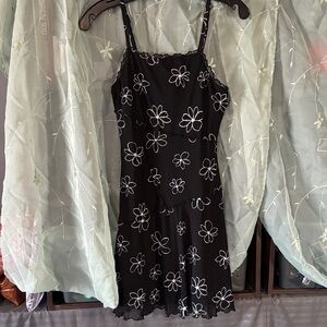 Wild Fable Black Mini Dress with White Floral Accents